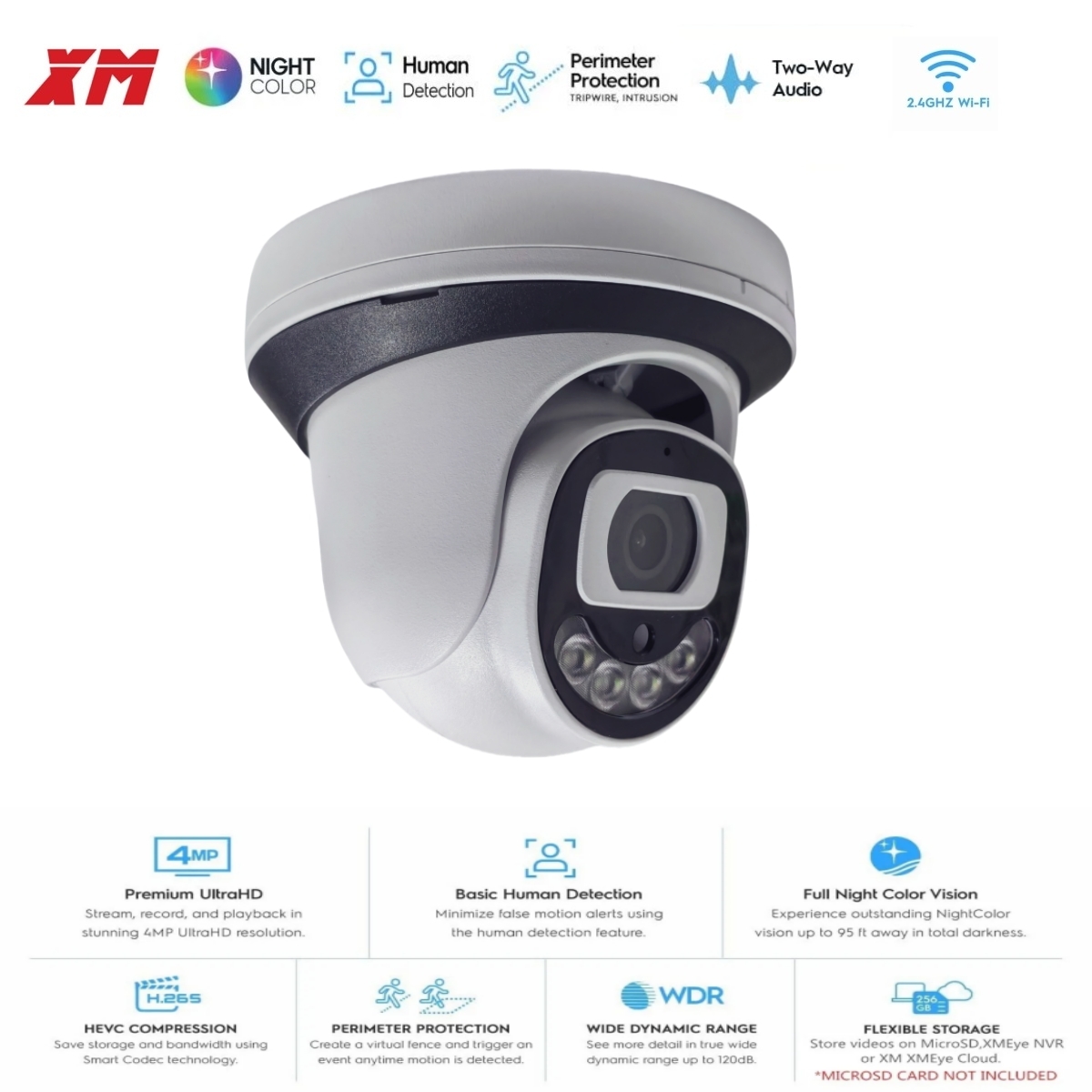 Home Security Kit - 4MP WiFi-beveiligingscamera Indoor Dome Draadloze kleuren