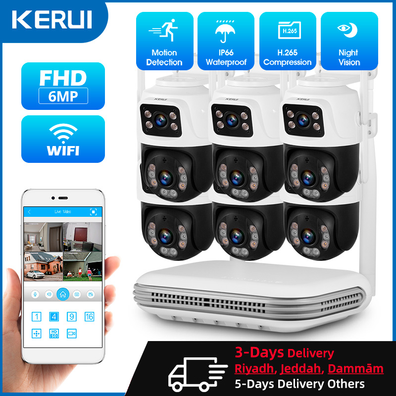 Home Security Kit - KERUI Waterdichte 6MP HD Draadloze Dual