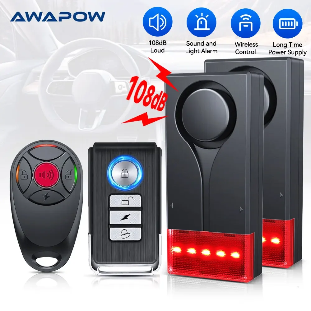 Home Security Kit - Awapow Draadloos Auto Anti-Diefstal Trillingsalarm 108dB