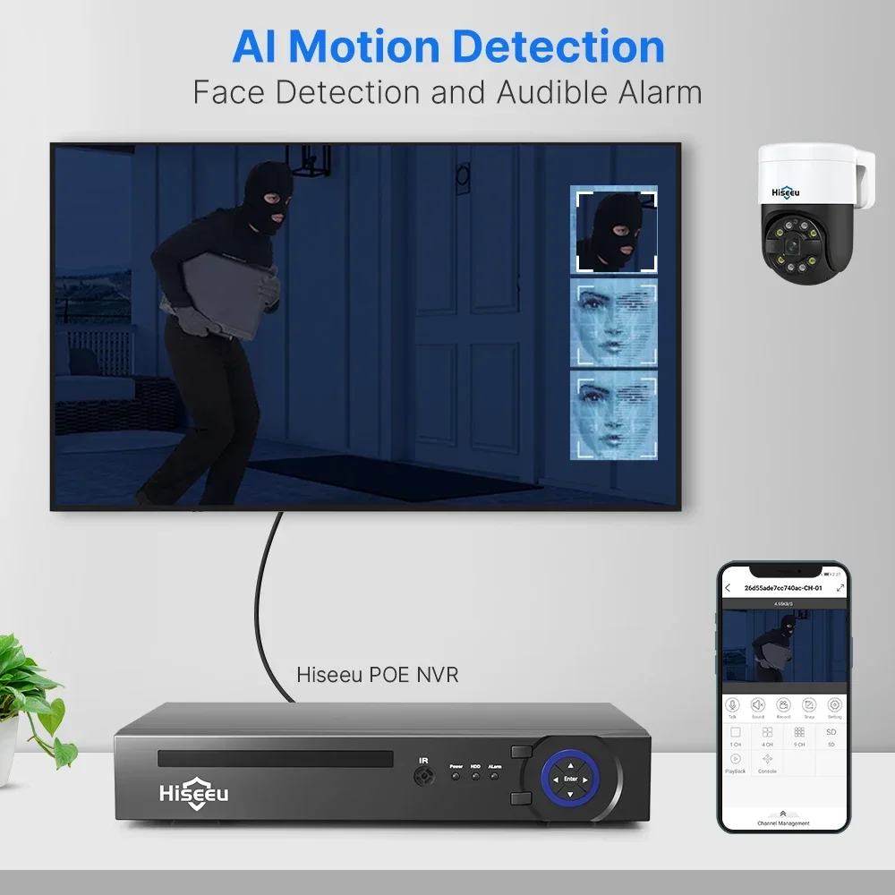 Ip Camera Outdoor 4K - H.265 8-kanaals AI gezichtsdetectie buiten 2-weg